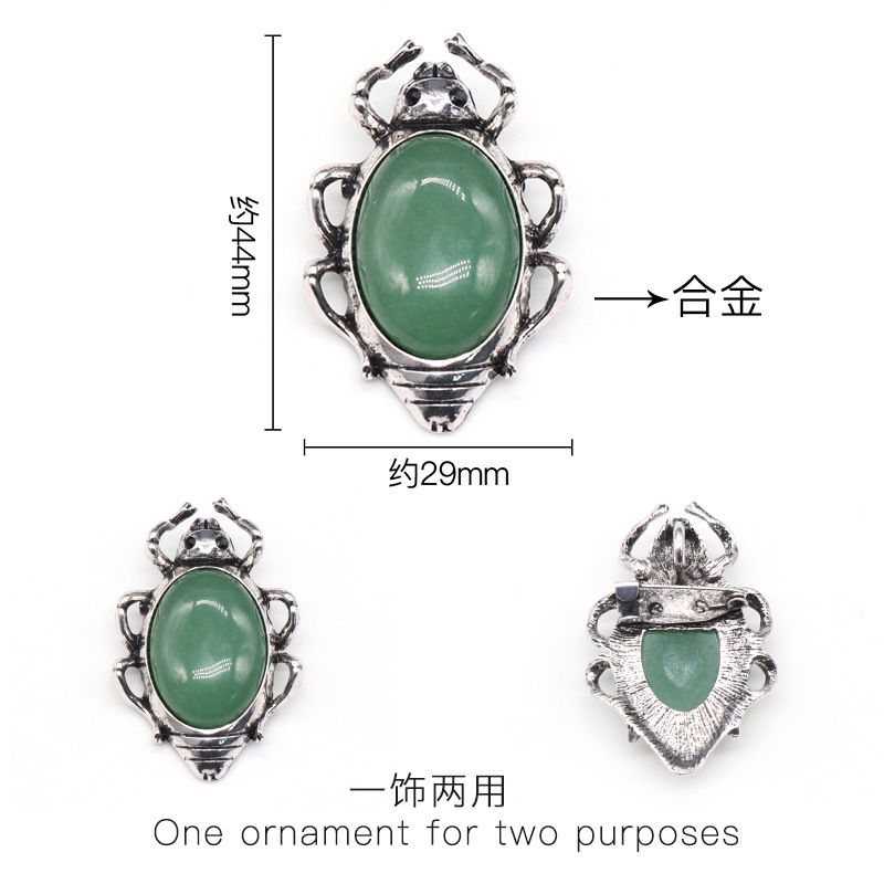 Pingente de broche de gema broche de barata, concha de ágata de cristal incrustada com colar de pino de pingente de pedra preciosa