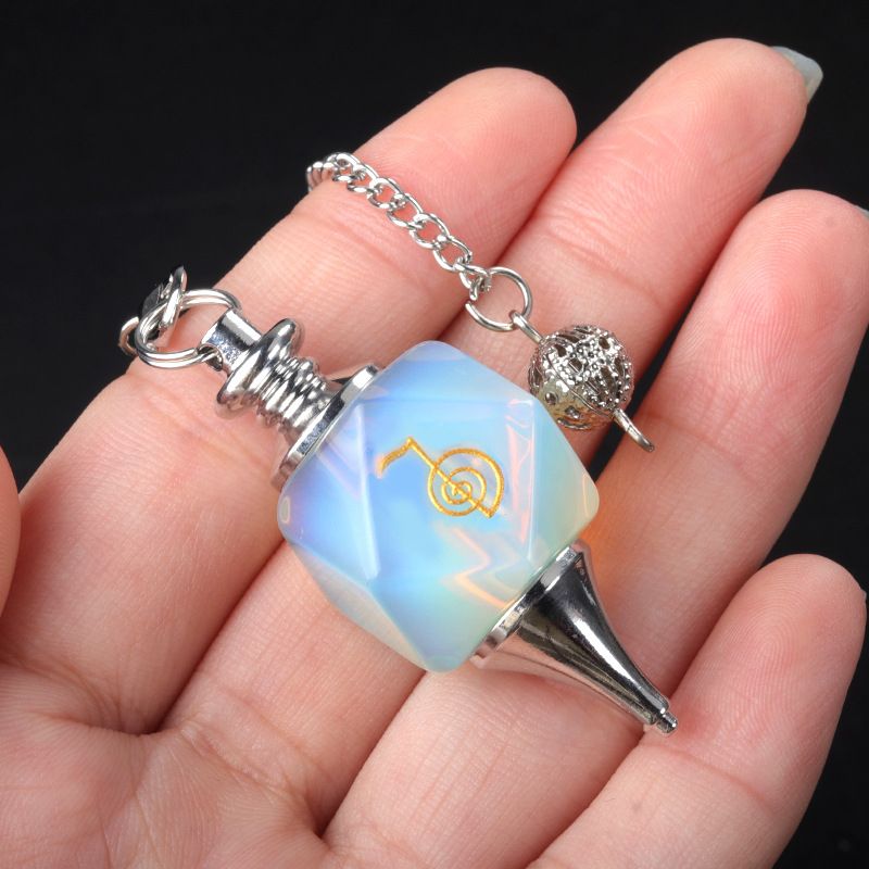 1758-Cho Ku Rei Pingente de Pêndulo de Símbolo de Poder Pedra de Cristal Reiki Runas Meditação Pêndulo