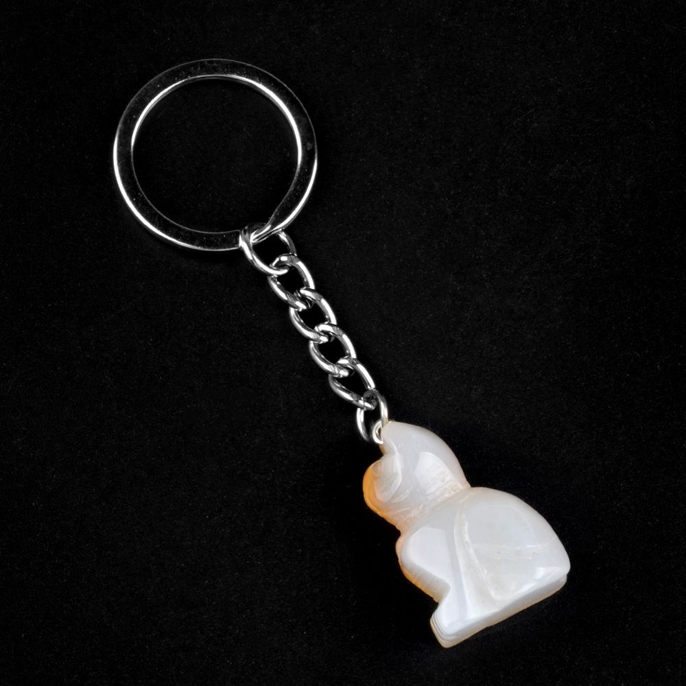 1943-Gravado gatinho chaveiro, pedra de cristal gravado animal pingente chaveiro