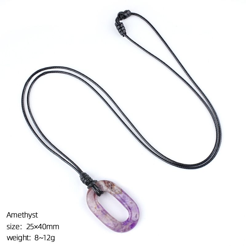 25 * 40Mm colar de pedra natural O-ring europeu e americano retro ajustável suéter corrente oval grande buraco círculo pingente