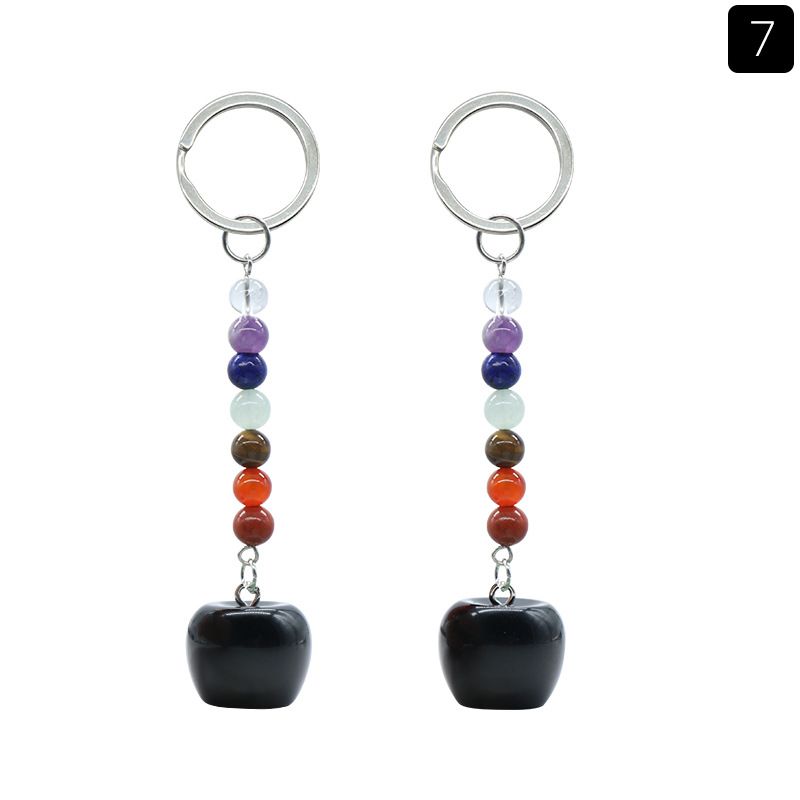 1478-Pequeno Chaveiro de Maçã Cristal Natural Pedra Colorida Pingente De Maçã De 20mm, Decoração De Véspera De Natal