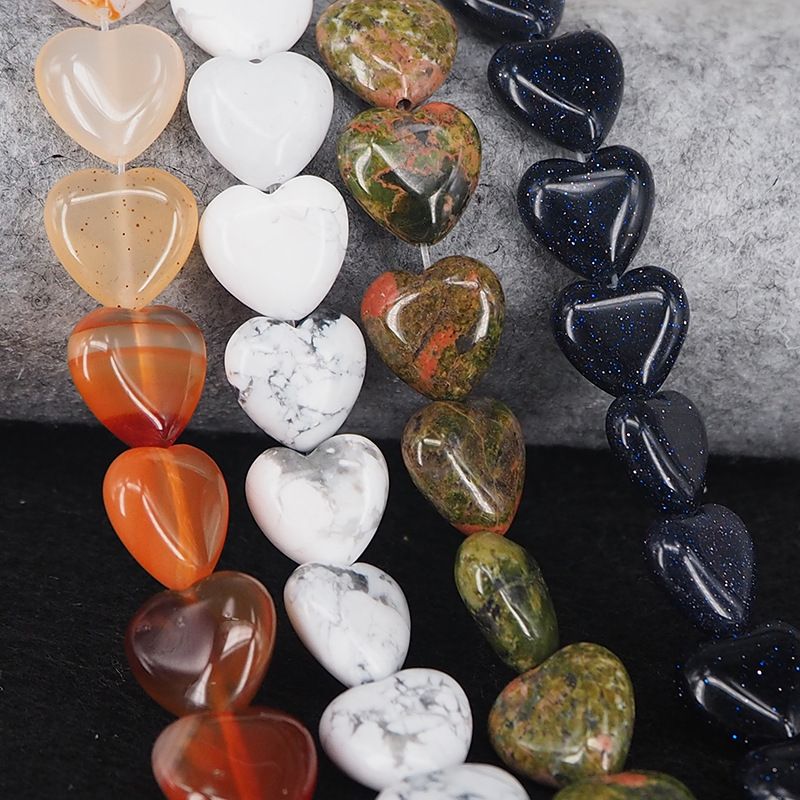 Cristal pedra ágata jade pêssego coração solto contas multi-color trabalho em andamento coração em forma de acessórios de jóias DIY