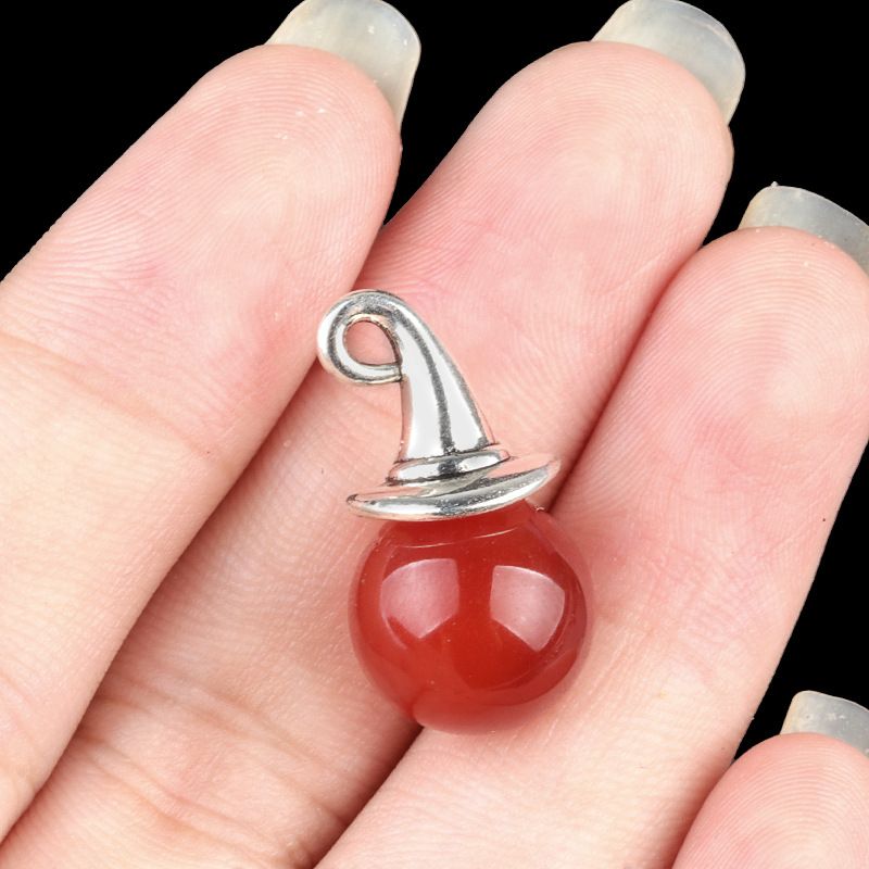 1984-12Mm pingente de chapéu de mago de ametista, chapéu de bruxa de ágata de halloween acessórios de DIY materiais