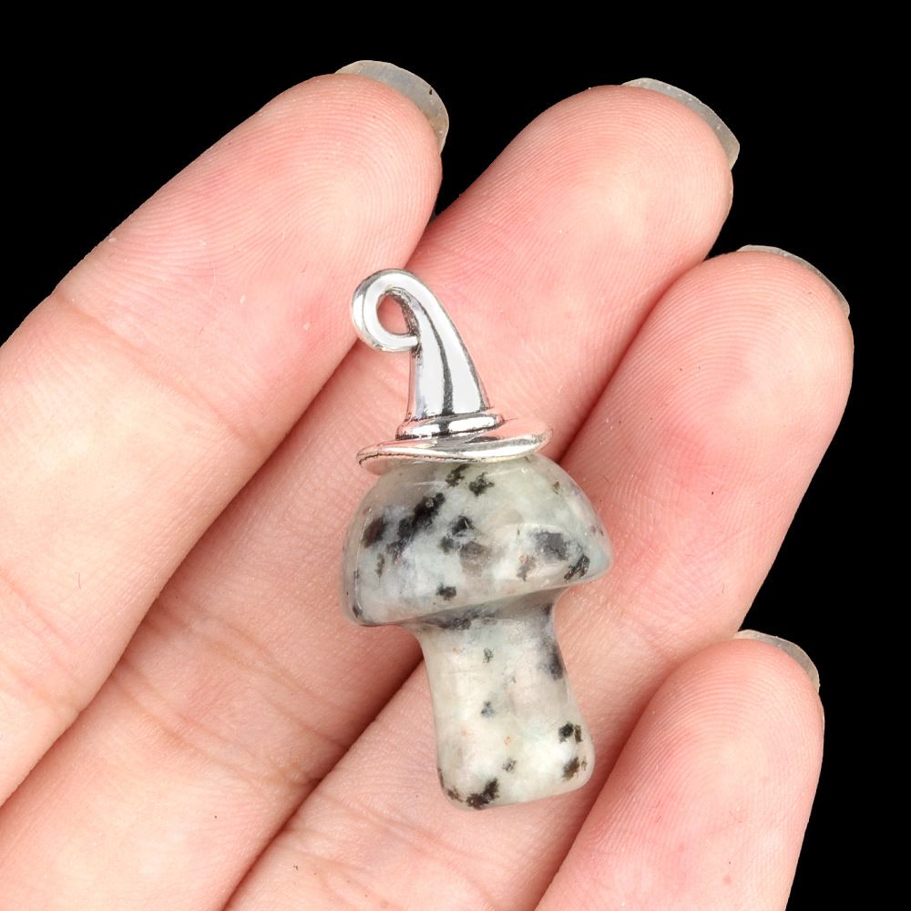 1963-Ágata de cristal natural pedra semipreciosa ametista mágica chapéu de Natal cogumelo pingente acessórios de jóias DIY