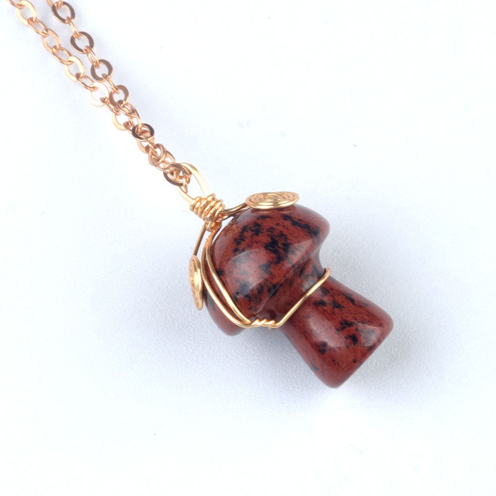 1507-Pedra de cristal natural 20mm pequeno cogumelo enrolamento pingente DIY pingente