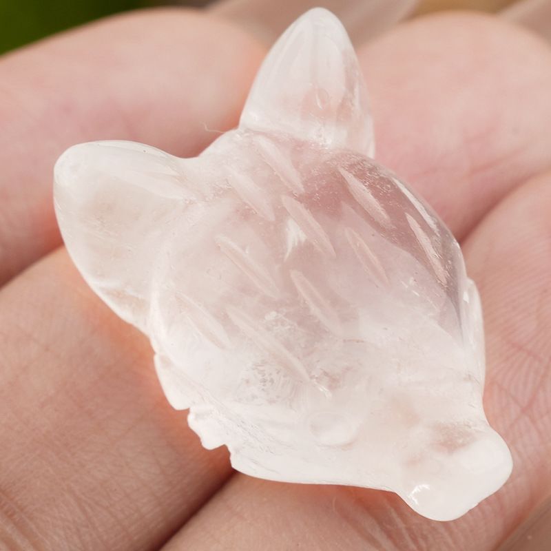 Pó de ametista natural cristal olho de tigre pedra escultura cabeça de raposa artesanato animal pequeno ornamento