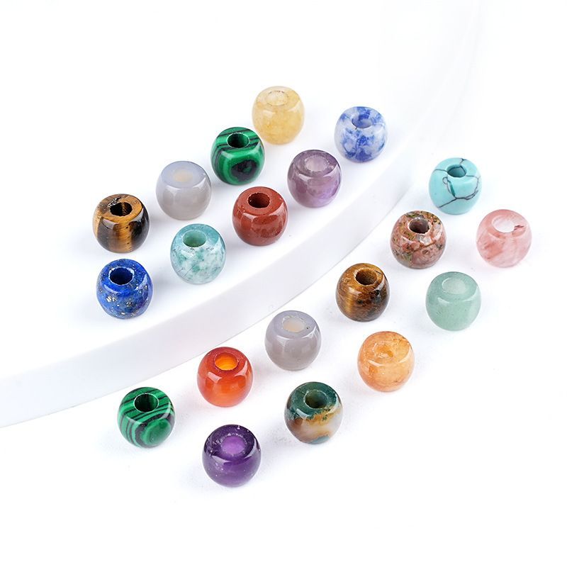 8Mm buraco 3 grande buraco de cristal natural contas soltas DIY pulseira colar jóias ágata contas de roda tigre olho balde contas acessórios