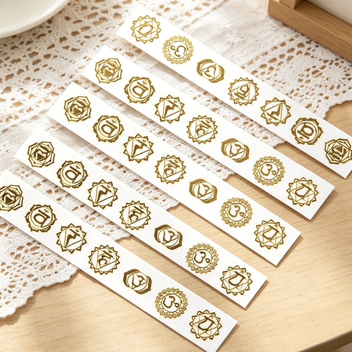 Adesivo de metal com símbolo de chakra 6130, adesivo de cobre com símbolo de ioga 7PCS 1-1.3 cm