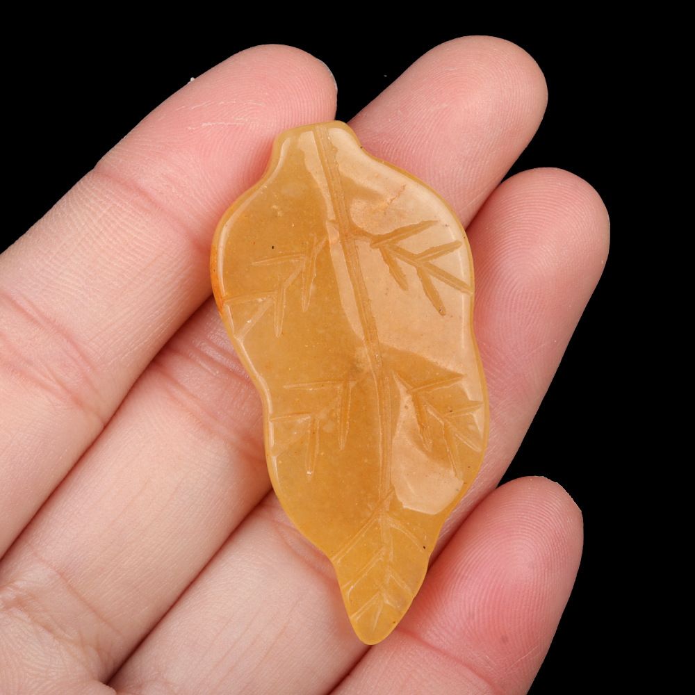 1782-47Mm folhas, cristal natural ágata pedra gravada pena material decorativo DIY folha acessórios de jóias
