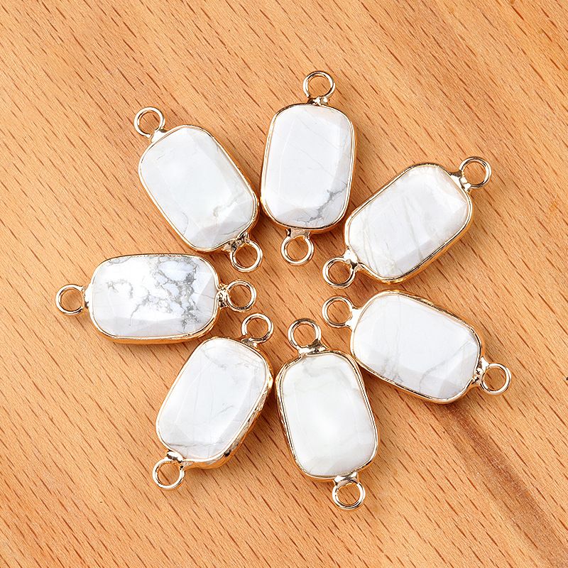 1637-Pingente de retângulo de furo duplo de cristal natural Acessórios de joias DIY Pulseira de colar Acessórios Conector