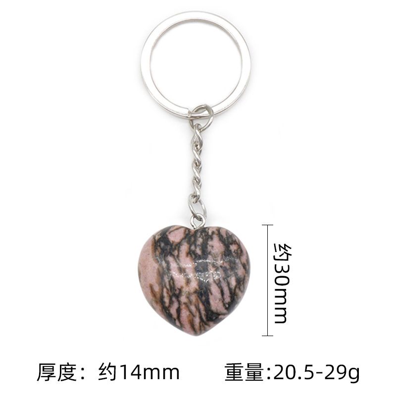 Pedra de ágata de cristal natural 30mm chaveiro do amor, pingente em forma de coração DIY caixa de presente acessórios de jóias
