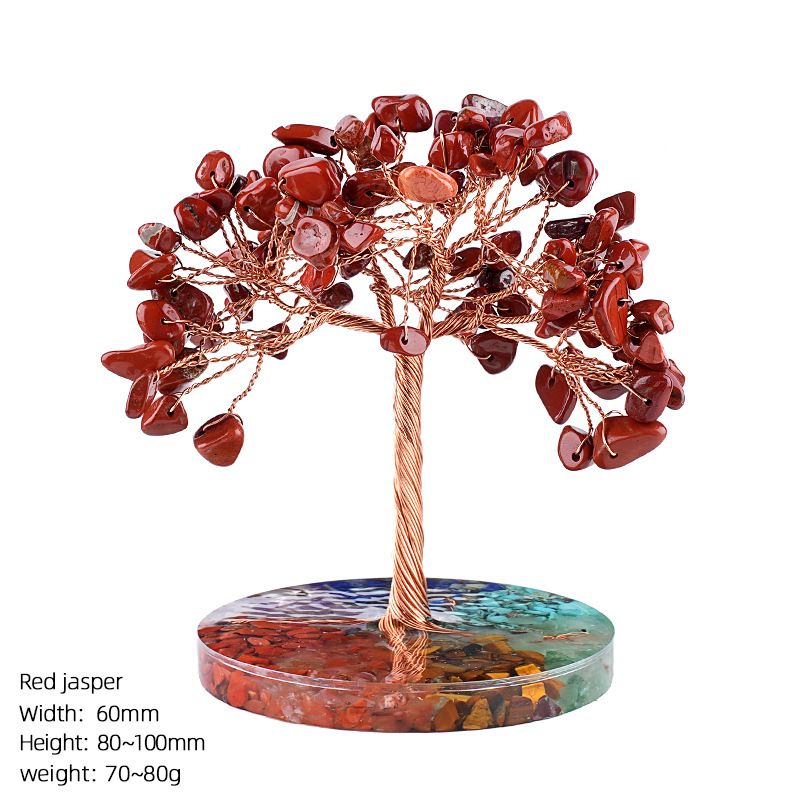Pedra natural árvore da fortuna criativo home office enfeite de mesa fundo de resina colorido cristal cascalho árvore da vida