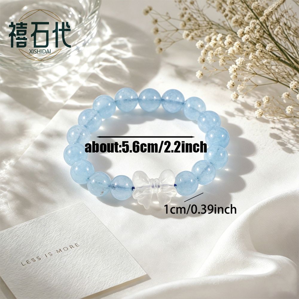 [Xi Shi Dai] Pulseira de cordão de cordão de imitação água-marinha é fresca e branca, acessórios de luxo requintados de nicho para meninas de luxo