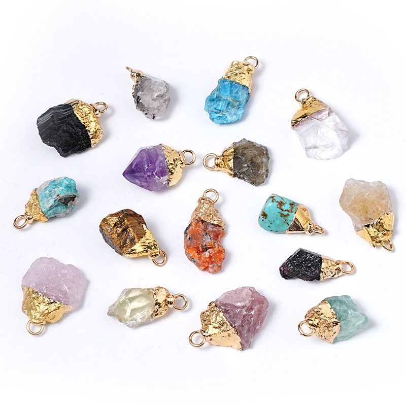 Transfronteiriço ins vento cristal natural pingente de pedra áspera DIY colar pulseira brincos dourados irregulares pedras semipreciosas jóias