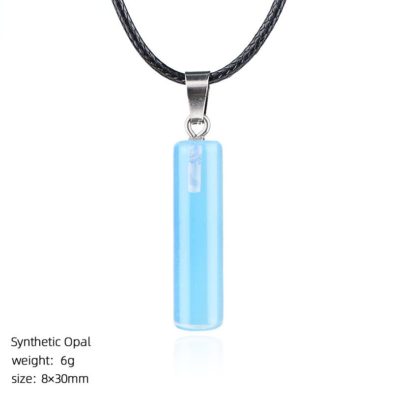 Colar cilíndrico de cristal natural 30Mm transfronteiriço europeu e americano estilo simples ágata escultura em pedra bruta pingente cilíndrico de pedra preciosa