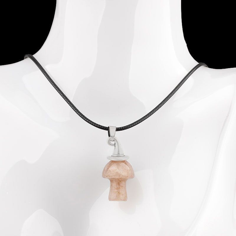 Pingente De Cogumelo De Chapéu De Bruxa De Cristal Natural