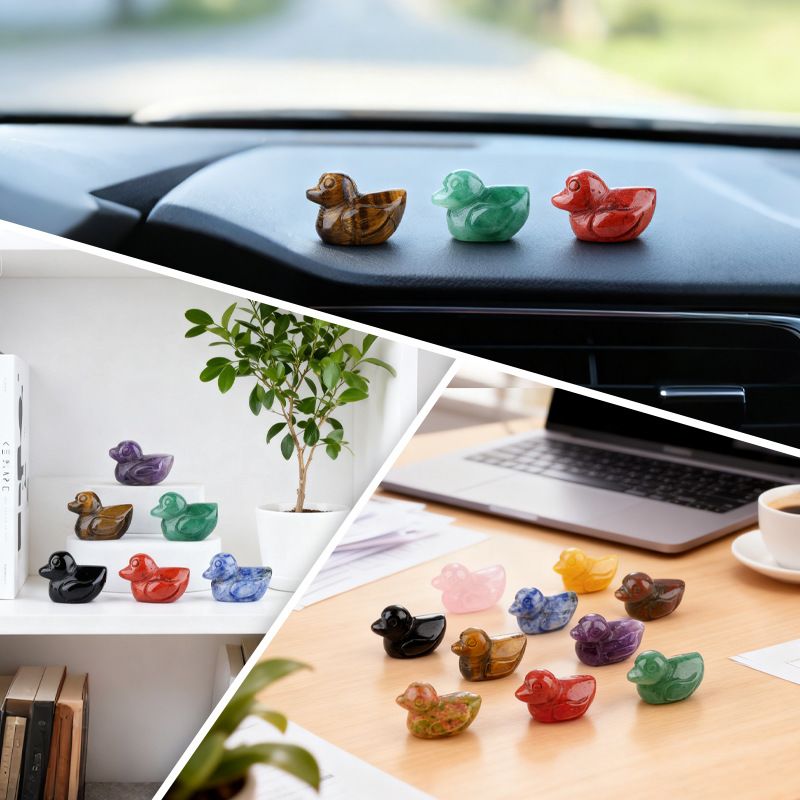 Vendas diretas de fábrica ornamento de pato de cristal natural criativo esculpido à mão 1in animal ágata pato ornamento doméstico