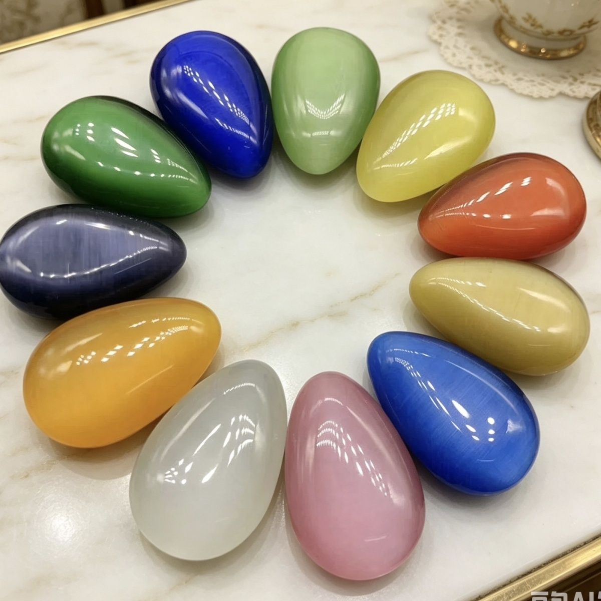 Pedra de cristal colorido olho de gato gota de água pingente não poroso, pedra de tanque de água de venda quente em atrações turísticas