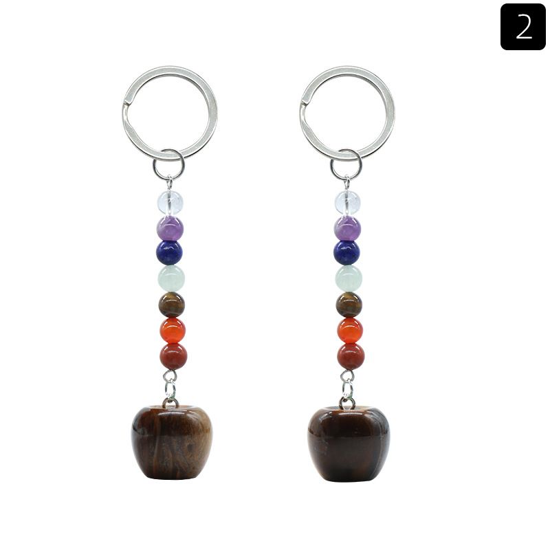 1478-Pequeno Chaveiro de Maçã Cristal Natural Pedra Colorida Pingente De Maçã De 20mm, Decoração De Véspera De Natal