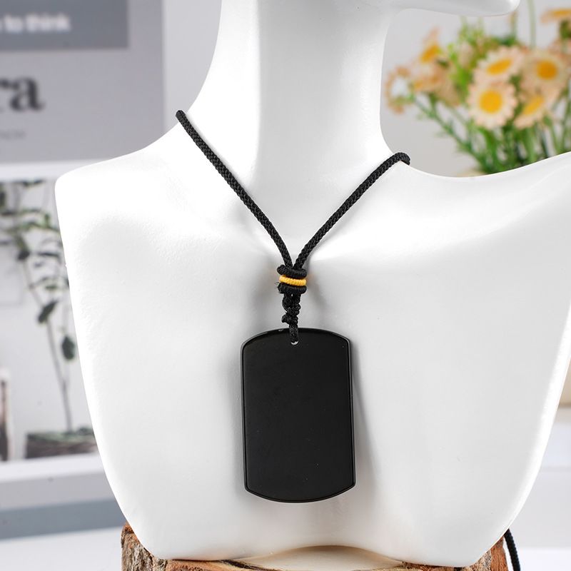 Pingente de marca retangular de jade de cristal natural seguro colar de jóias estilo chinês local cênico atacado