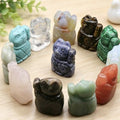 Conjunto de enfeites de escultura em jade de cristal de gato de 290-2 polegadas, artesanato em pedra preciosa em caixa de cores mistas.