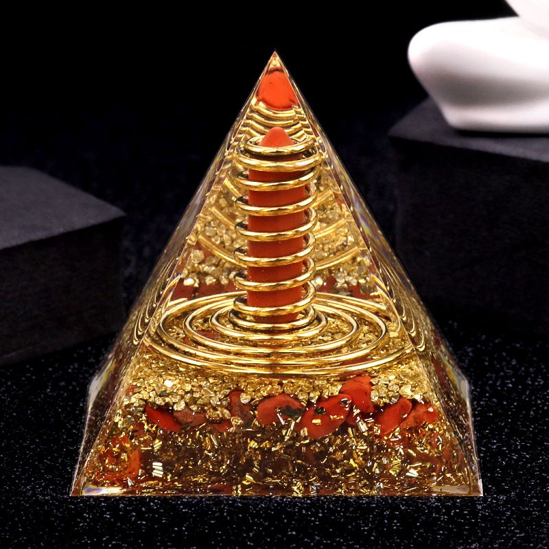 Pirâmide de cascalho de cristal de 6cm da série 225-P, ornamento doméstico de artesanato de resina epóxi