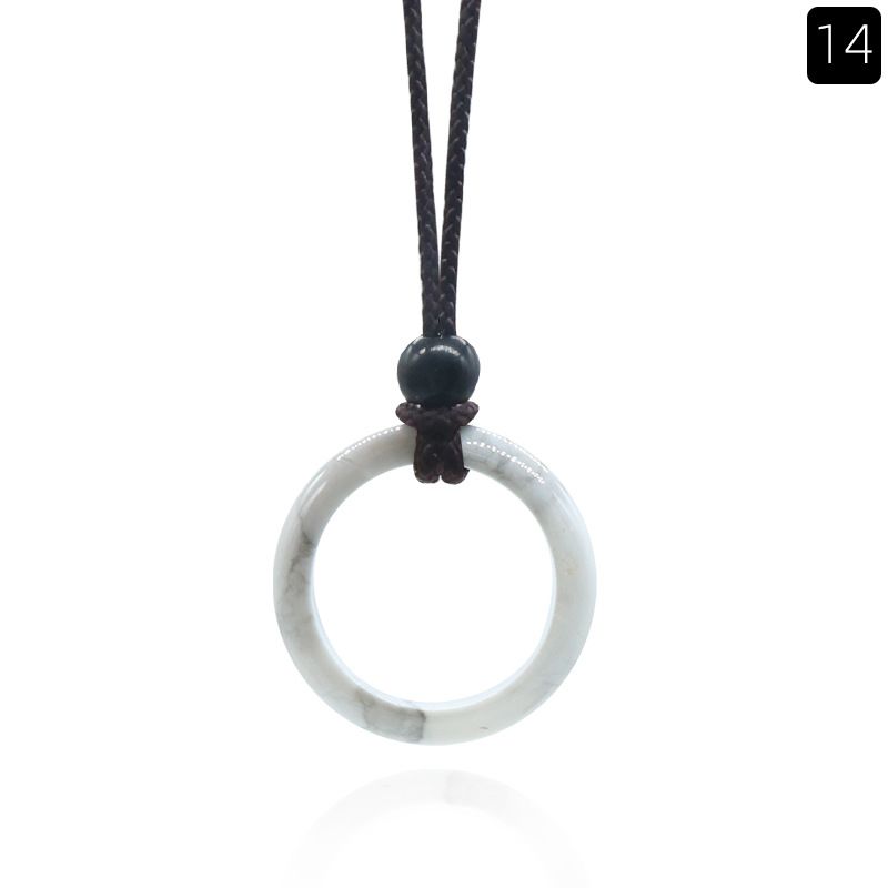 1435-Colar de Anel de Pedra de Cristal Natural Anel de Correr Clavícula Círculo Feminino Colar Simples Jóias