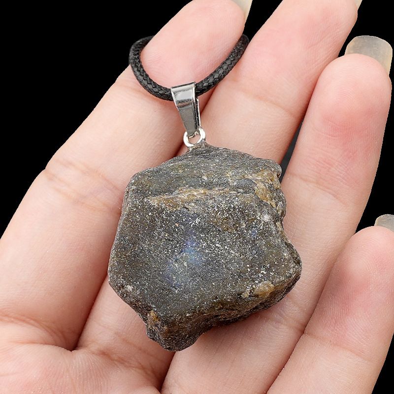 499-Pingente de pedra áspera de cristal natural ametista rosa amarelo branco colar de pedra áspera pingente de joias