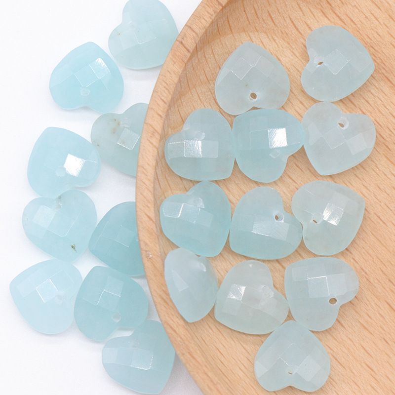 1591 um pingente de amor de corte de 12mm, pedra de cristal natural em forma de coração pulseira DIY acessórios de jóias