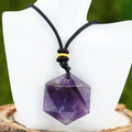 Pingente de hexagrama de cristal natural, pedra olho de tigre ametista, colar de pedra semipreciosa de cristal branco, pingente de joias.
