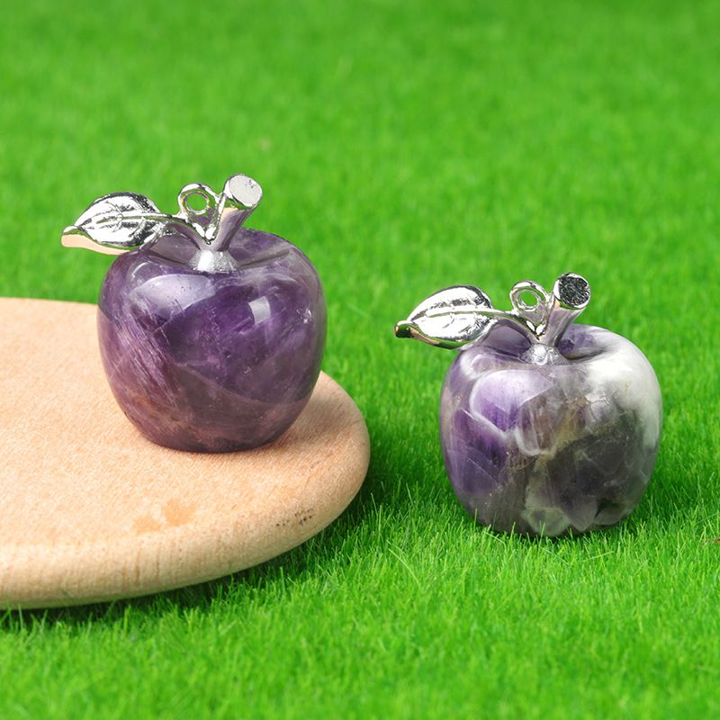 1718-Mini Pingente de Maçã de Cristal Natural Pingente de Maçã Pequeno, Véspera de Natal