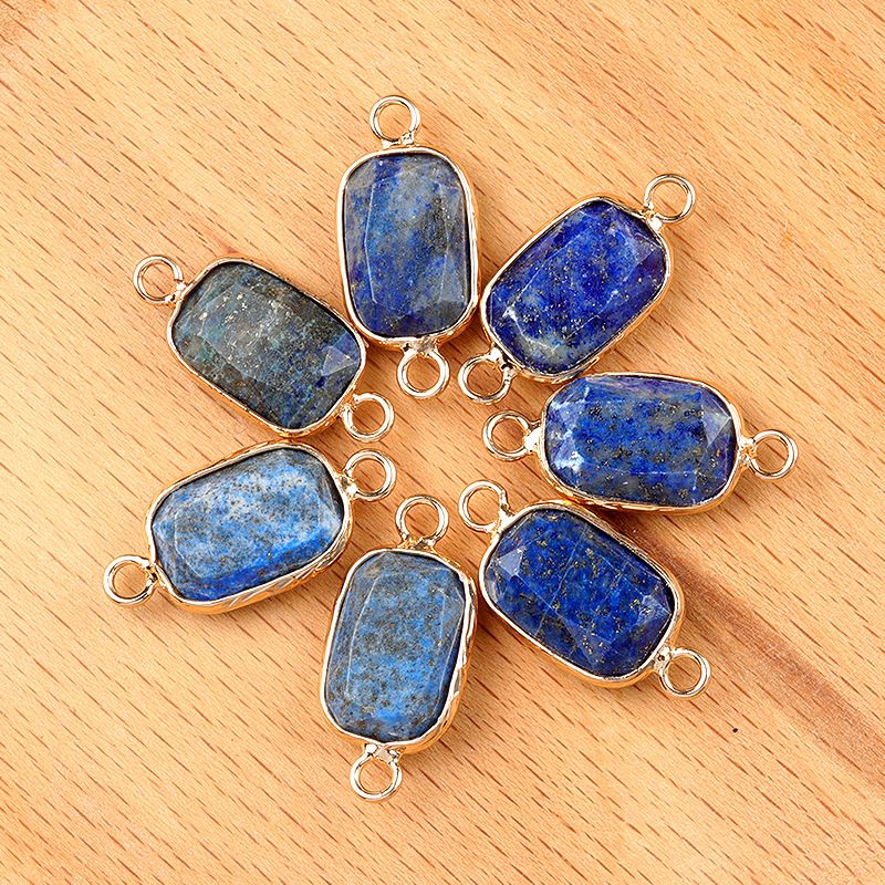 1637-Pingente de retângulo de furo duplo de cristal natural Acessórios de joias DIY Pulseira de colar Acessórios Conector