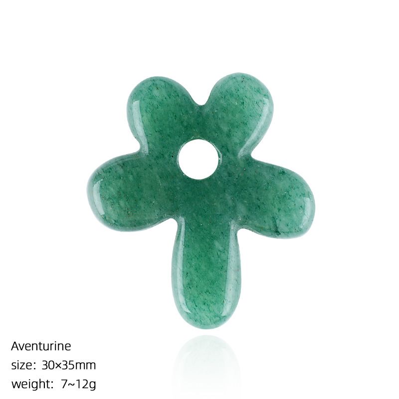 Pingente de flor de cinco pétalas de pedra natural colar artesanal antigo corrente de suéter decorativo em forma de flor pétalas de cristal natural