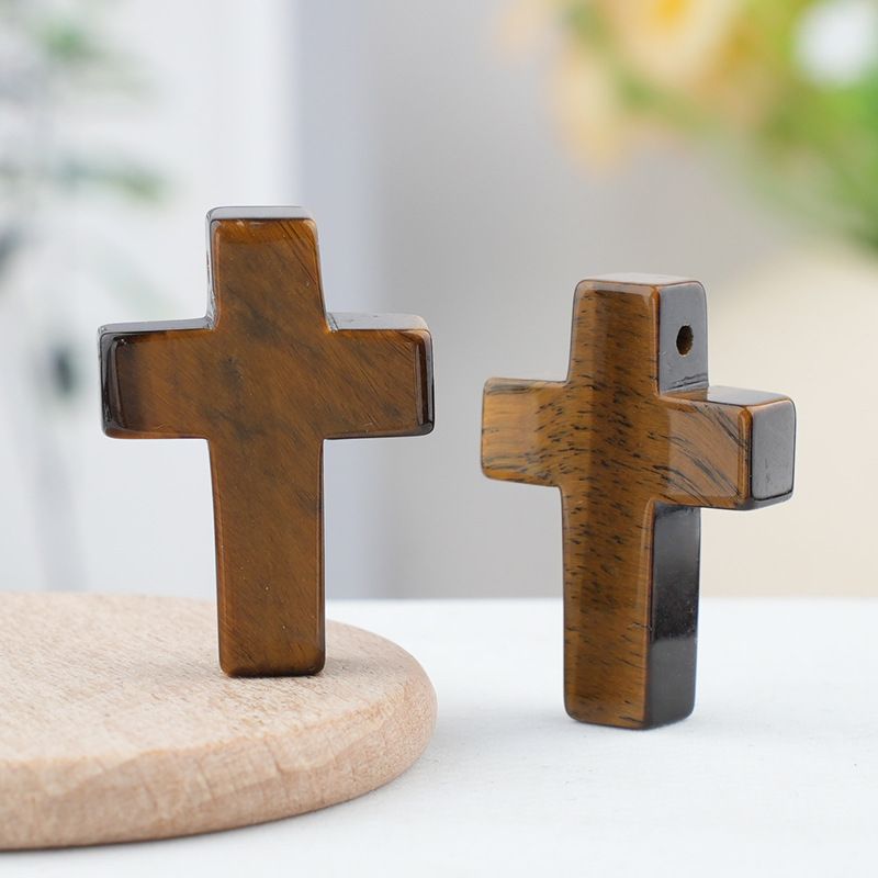 Pó de pedra natural de cristal cruz pingente pingente colar de jóias DIY acessórios