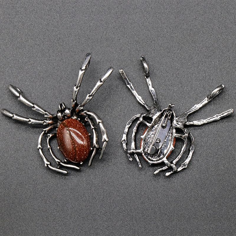 1585 Um pingente de broche de gema broche de aranha de cristal liga de ágata incrustada pingente de pedra preciosa