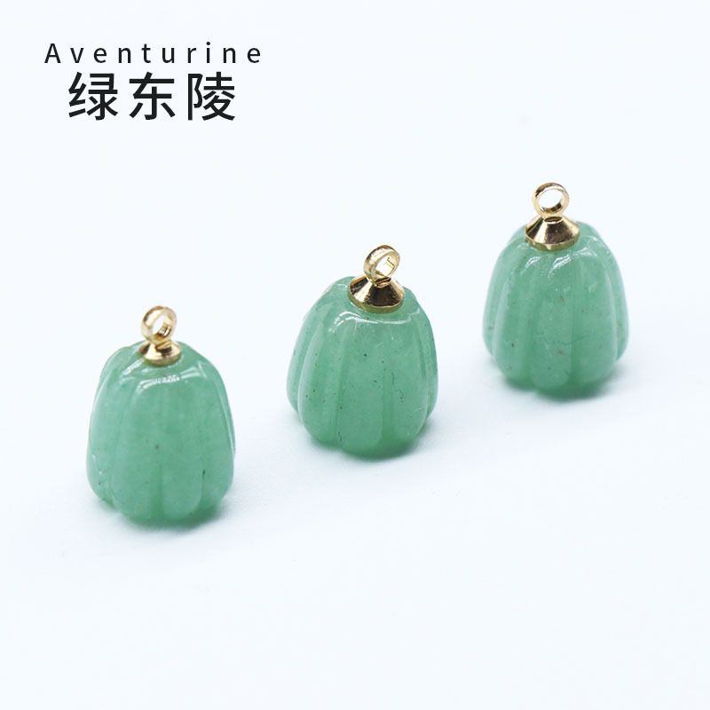 Cristal natural ágata jade gravado pequeno pingente de flor de abóbora DIY pulseira colar brincos acessórios de jóias