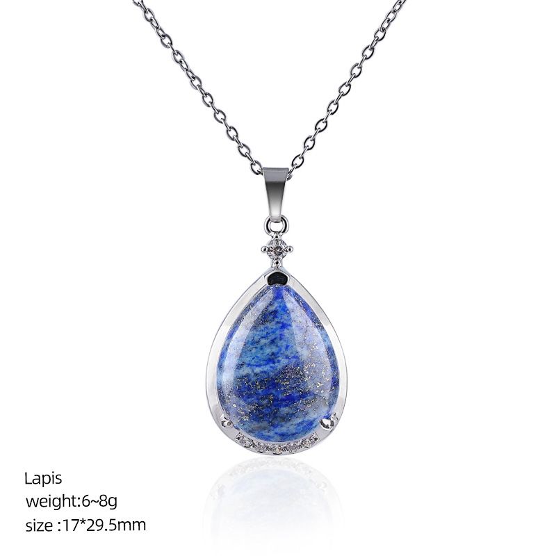 Pingente de gota de água de cristal natural popular com corrente de clavícula incrustada de cobre diamante colar de gota de água de ametista natural
