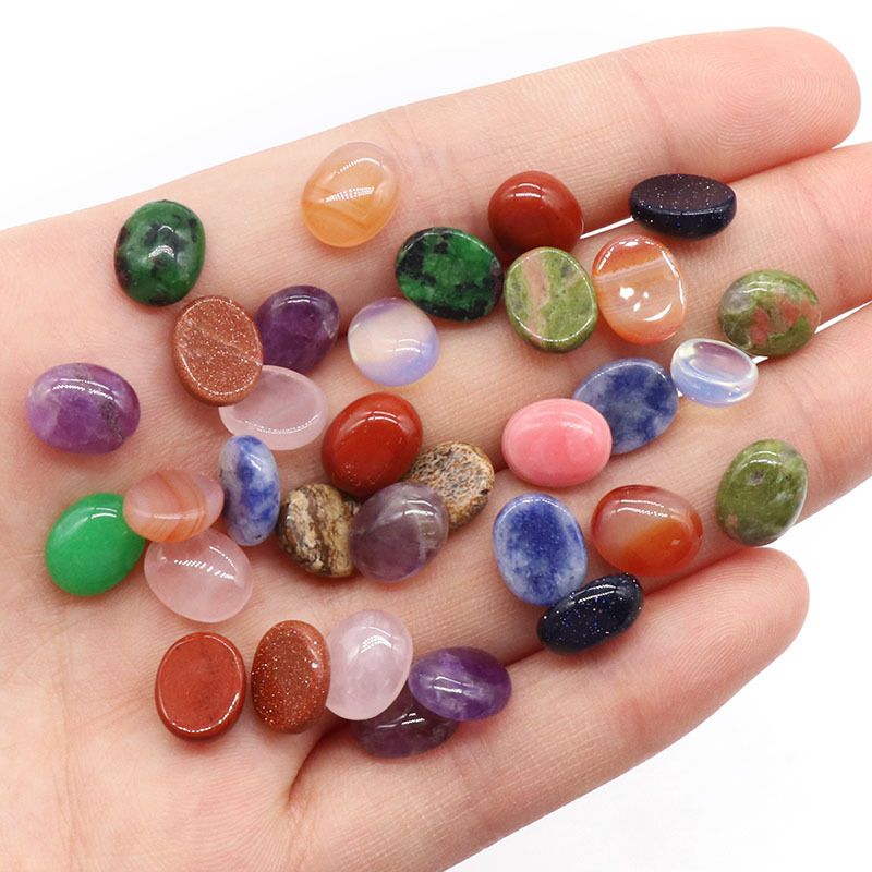 1238-8X10 superfície de anel em forma de ovo cristal natural superfície única curva oval geométrica DIY jóias incrustadas com acessórios de pedra solta