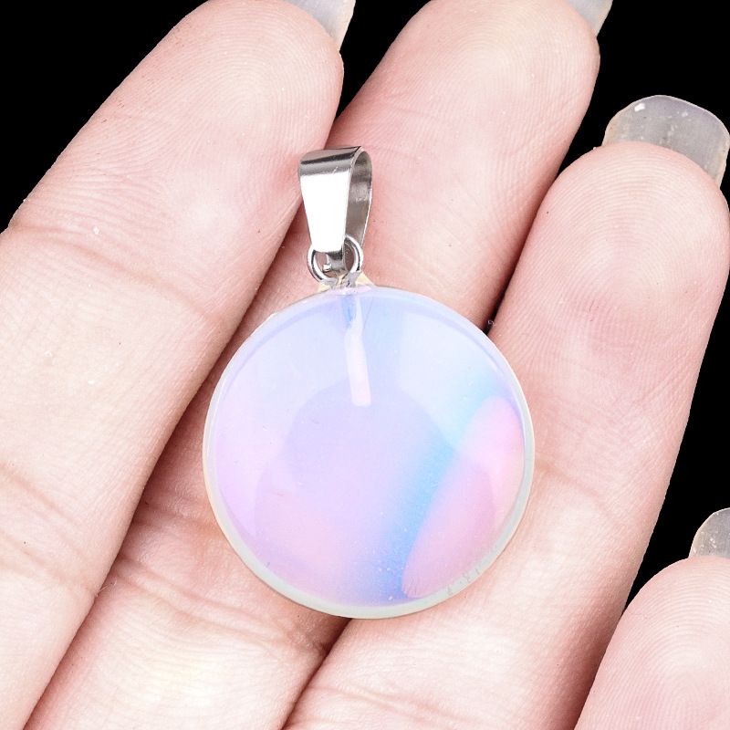 1821-20Mm cristal ágata jade redondo pingente plano, pingente de disco de pedra semipreciosa acessórios de jóias DIY