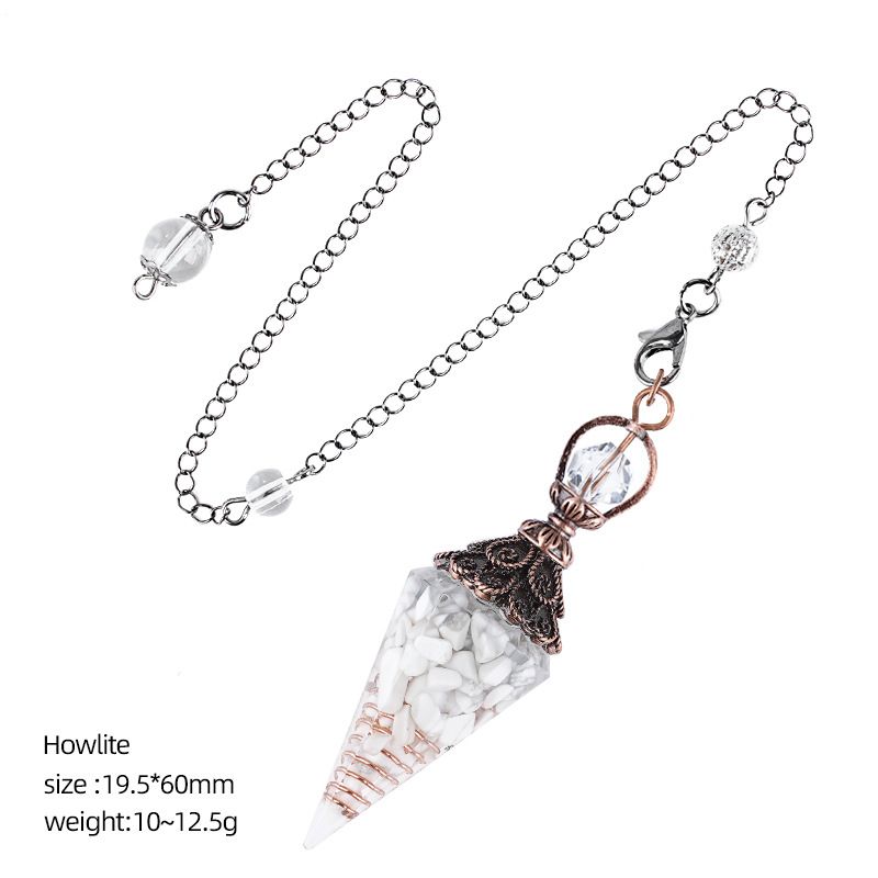 Cristal Pêndulo Cascalho Epóxi Cobre Antigo Ponta Única Hexagonal Cone Yoga Acessórios de Meditação Pêndulo de Freqüência Ajustável