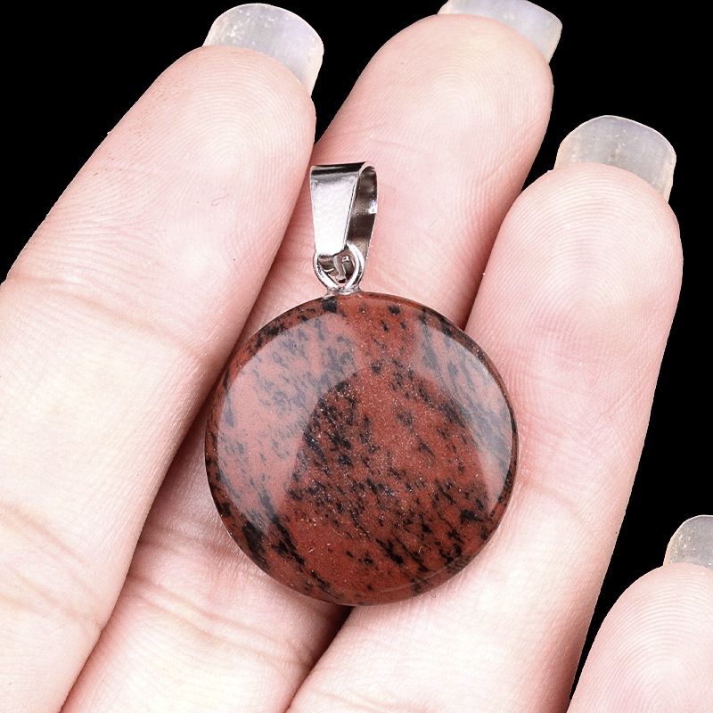 1821-20Mm cristal ágata jade redondo pingente plano, pingente de disco de pedra semipreciosa acessórios de jóias DIY