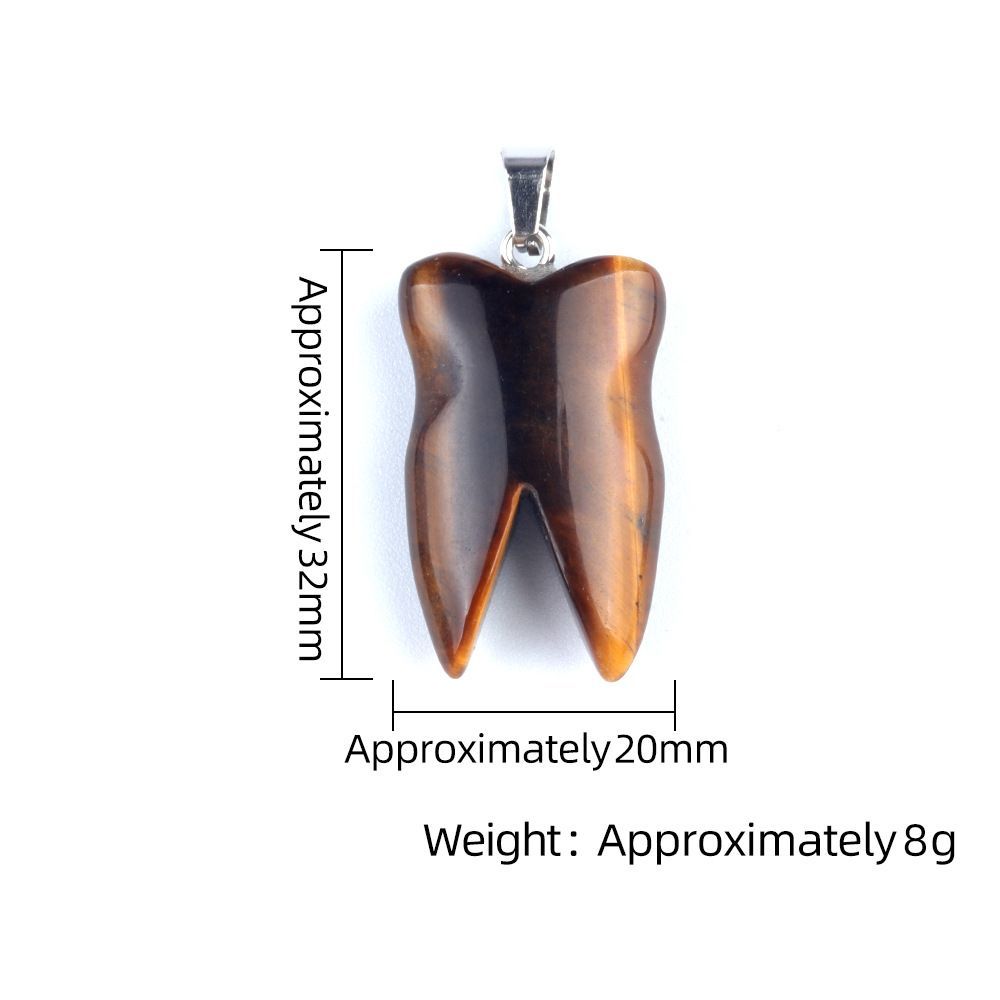 1919-32Mm pingente de dente de pedra de cristal natural de ágata colar DIY pingente de jóias material
