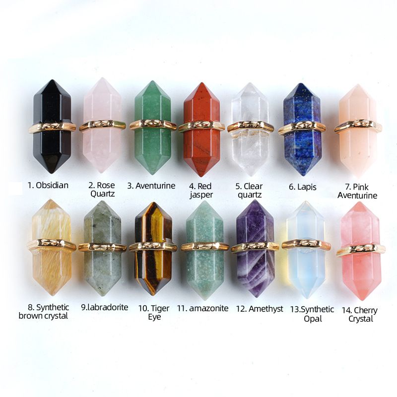 Colar de pilar hexagonal de pedra de cristal natural 13 * 36mm bala pingente de jóias DIY