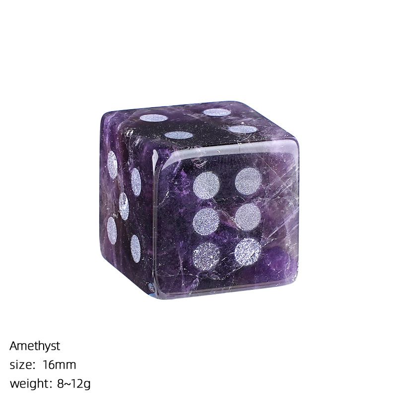 Dados de cristal natural de 16Mm divertidos pontos do jogo de tabuleiro adereços do jogo jateados em ângulo reto dados de pedra semipreciosa