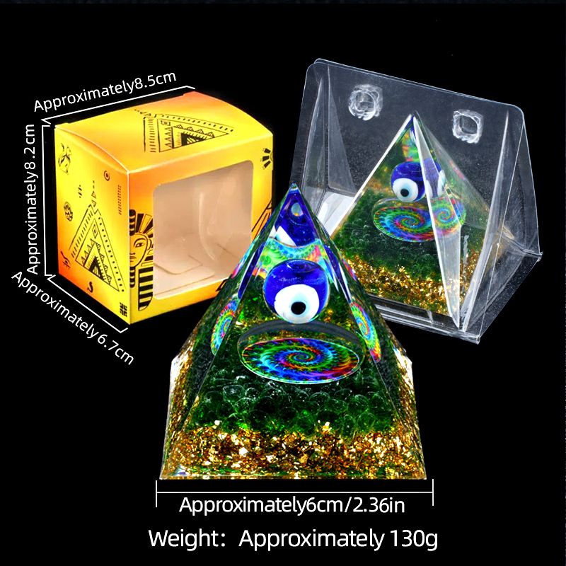 2376 Olhos Azuis Cristal Artificial Pirâmide De 6cm Casa Artesanato Resina Ornamento De Mesa Amazônia