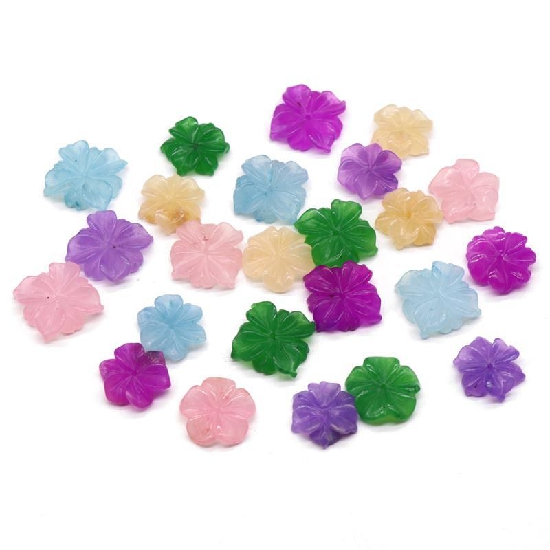 Pétalas de flores gravadas em jade colorido DIY jóias artesanais materiais antigos, gancho de cabelo gancho de cabelo andando acessórios materiais
