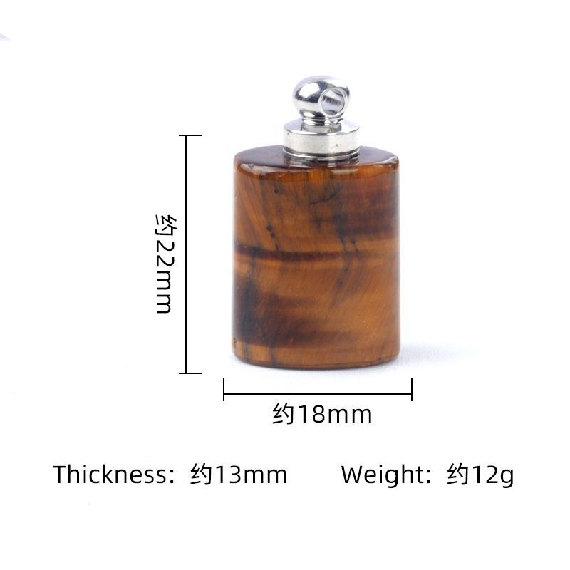 1675-Pingente de garrafa de perfume retangular de pedra natural, pingente de garrafa de óleo essencial de cristal rosa Pingente de colar DIY