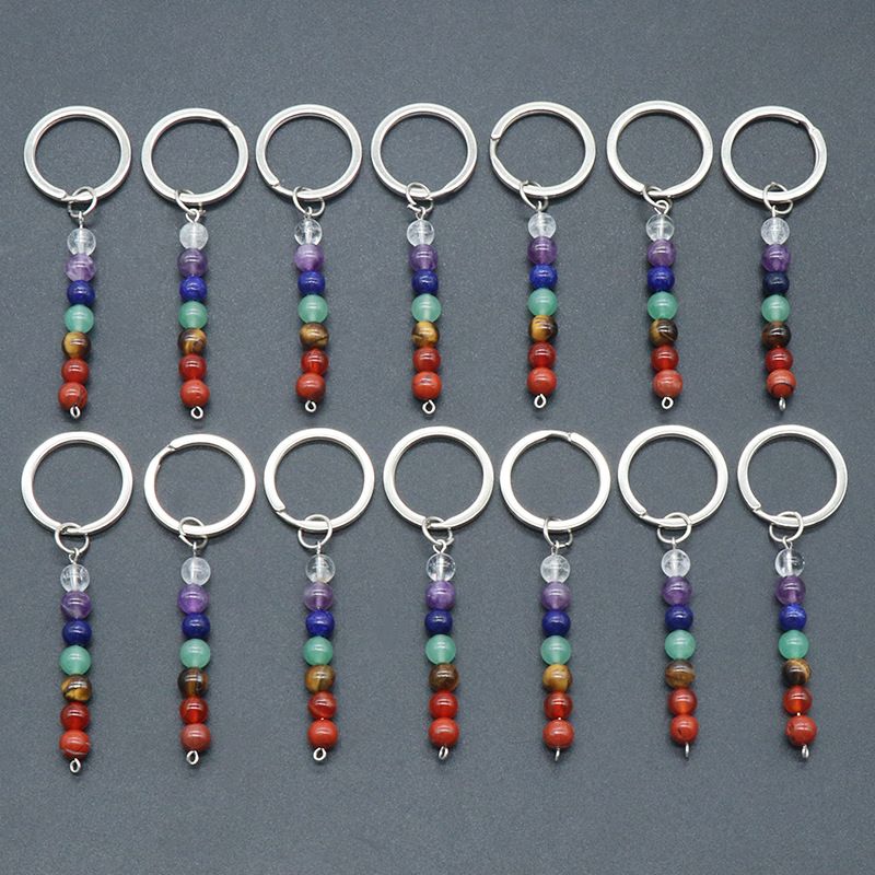 1454-Cristal Natural Miçangas de Pedra Coloridas Acessórios Chaveiro De Metal Jóias Pingente De Bagagem Acessórios DIY