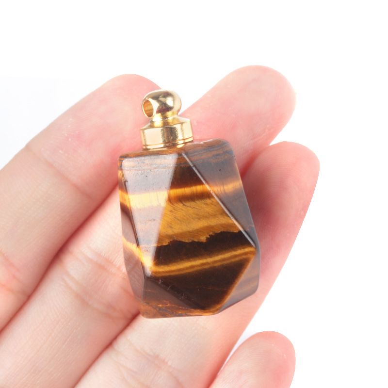 1666-Frasco de perfume de anis estrela, pingente de frasco de perfume de pedra semipreciosa de cristal natural, ornamento de frasco de aromaterapia