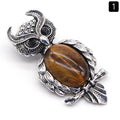 1208-Coruja gem Broche de Cristal Natural Coruja Broche, Alloy Set Pingente de Pedra Preciosa Pin